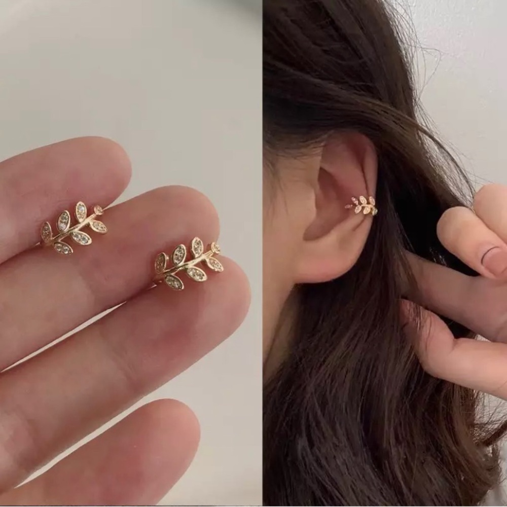 Chic Golden Leaf Leaves Earcuffs Ear Clips Jewelry Accessories Earrings